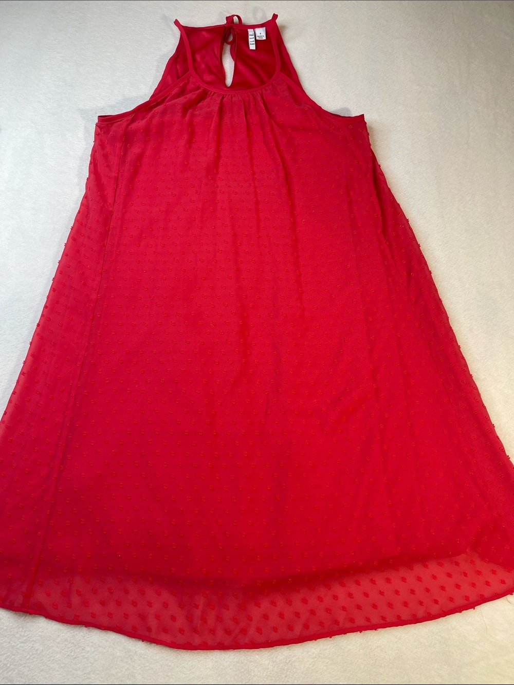 Elle Bright Coral Sleeveless Dress WOMENS SIZE S TIE IN BACK LINED
